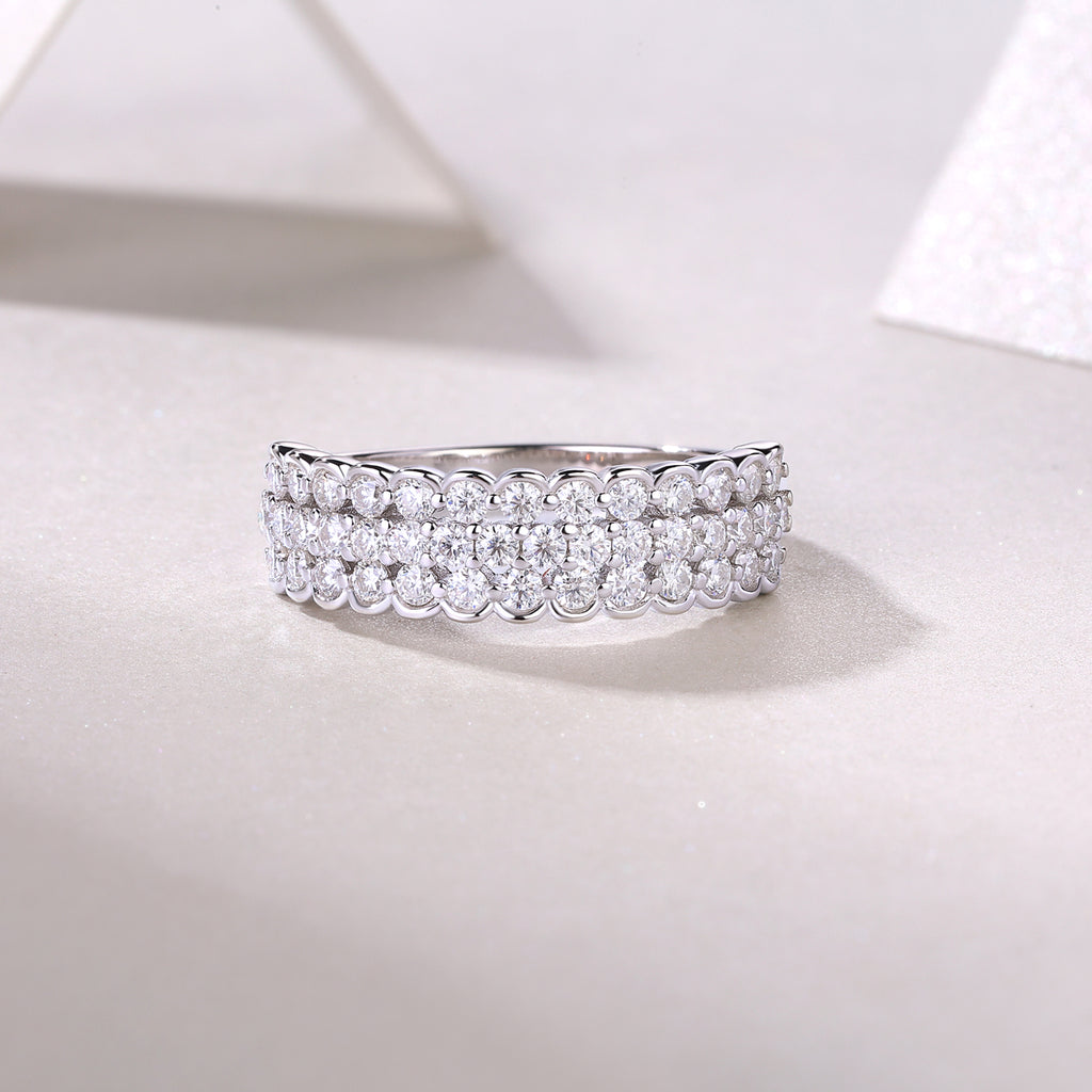 Cascade Moissanite Ring | Multi-Row S925 Sterling Silver
