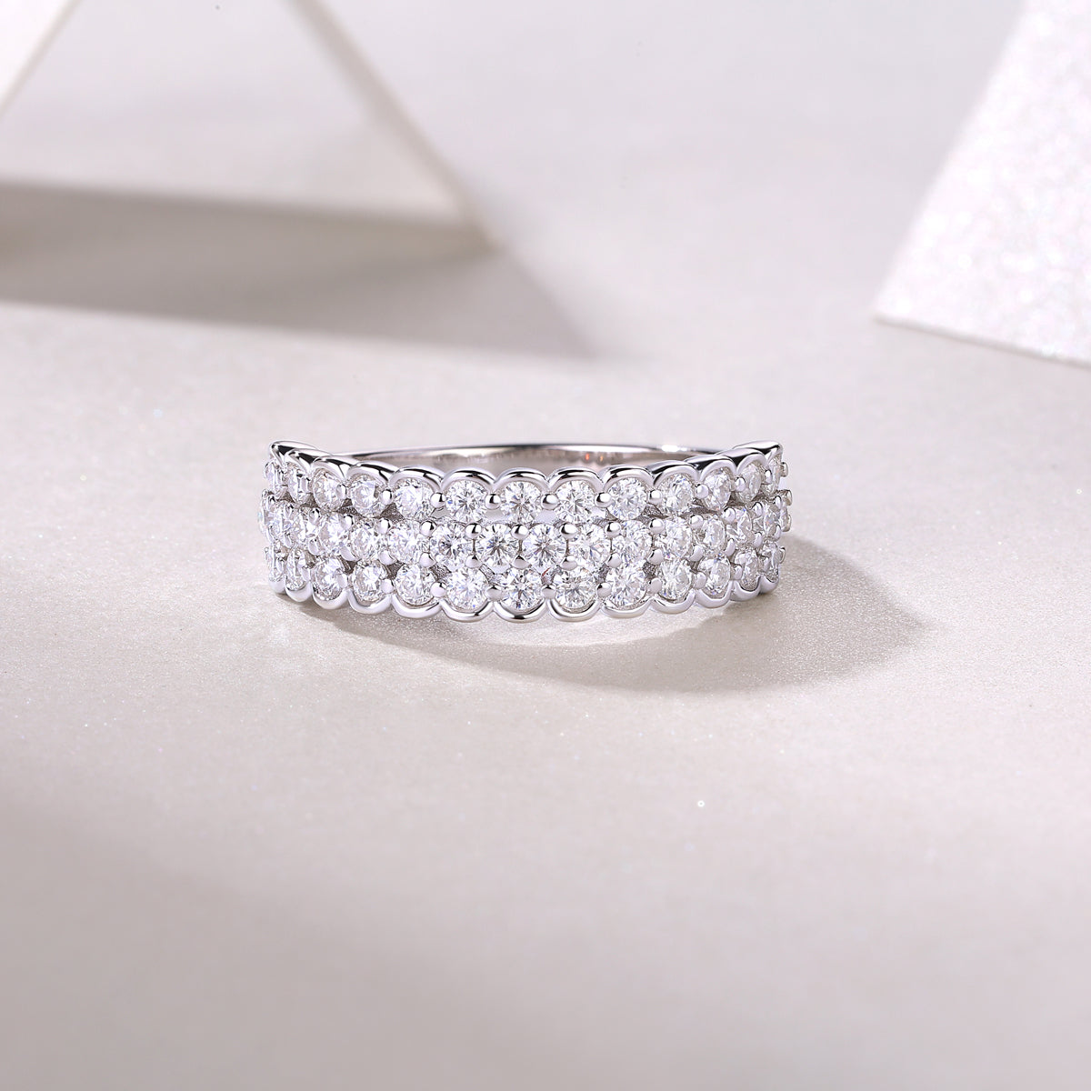 Cascade Moissanite Ring | Multi-Row S925 Sterling Silver