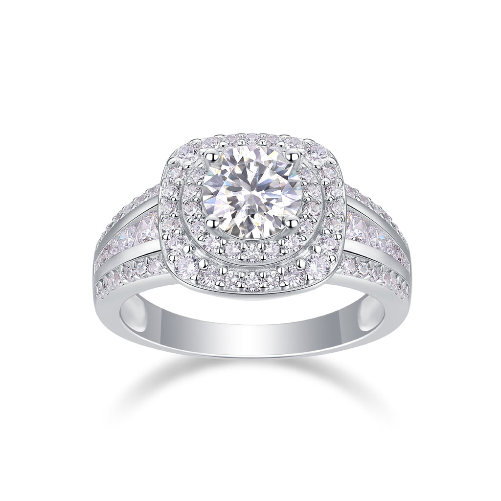 925 Sterling Silver Double Halo Engagement Ring for Women – Cushion Cut Luxury Statement Ring | Elegant Bridal Jewelry