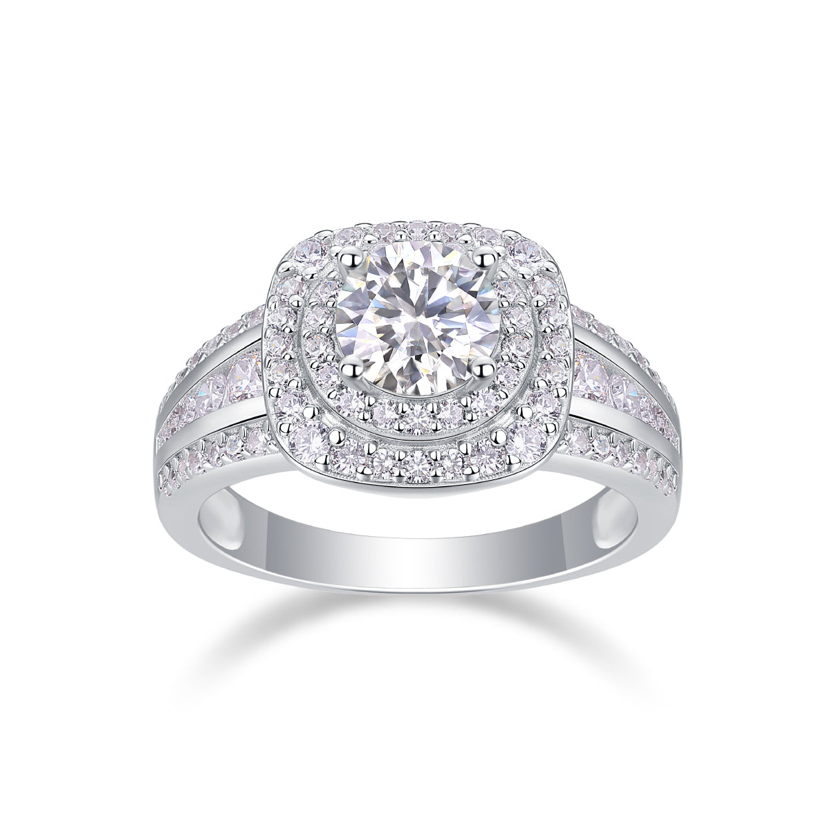 925 Sterling Silver Double Halo Engagement Ring for Women – Cushion Cut Luxury Statement Ring | Elegant Bridal Jewelry