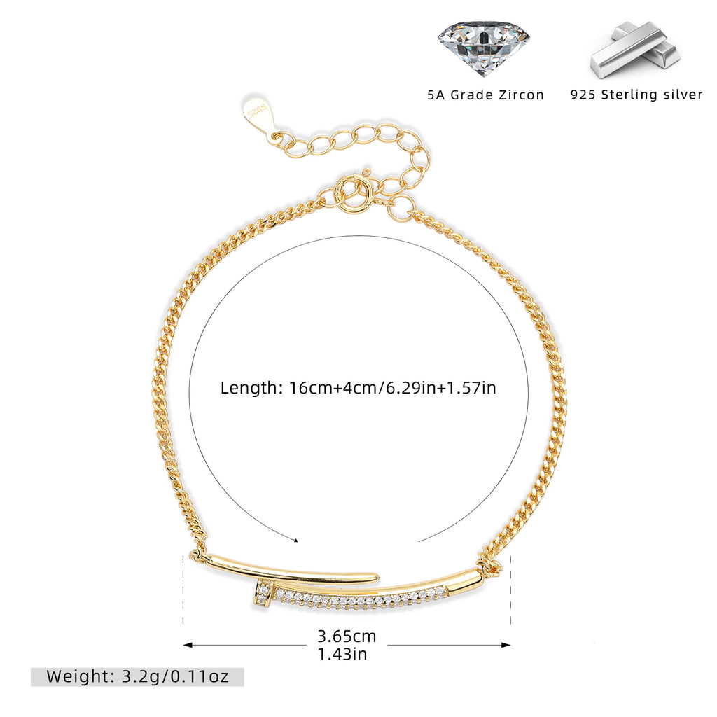 Zircon Rivet Silver Bracelet