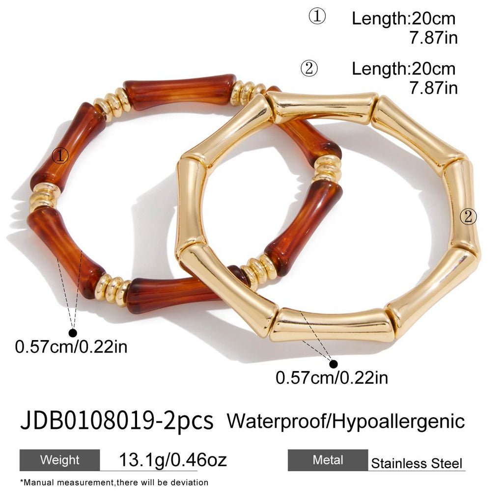 Luxury Stainless Steel Bracelet Set for Women – 2-Piece Retro Classic Bangle