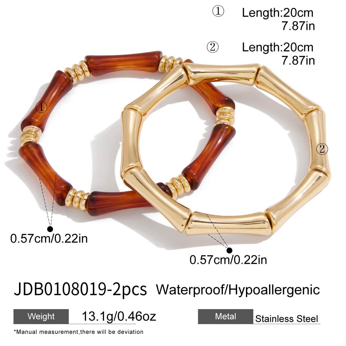Luxury Stainless Steel Bracelet Set for Women – 2-Piece Retro Classic Bangle