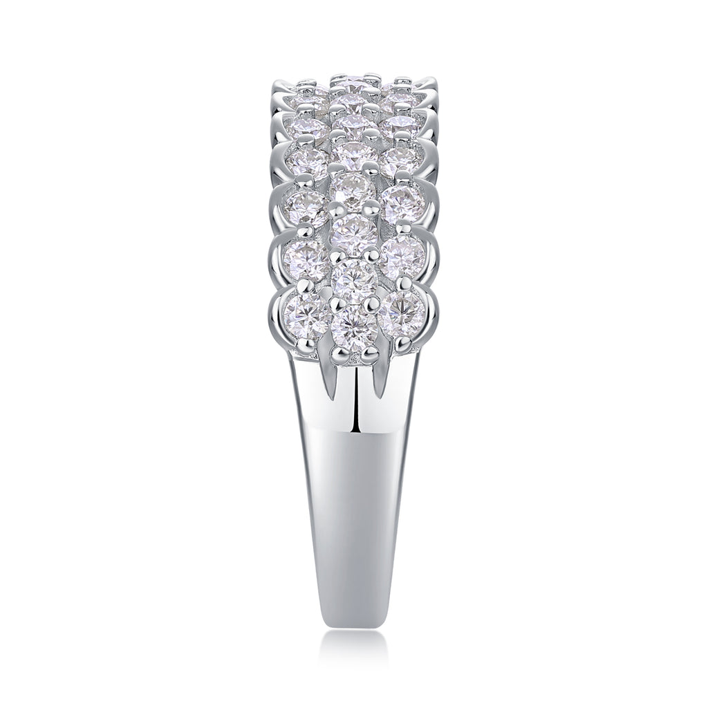 Cascade Moissanite Ring | Multi-Row S925 Sterling Silver