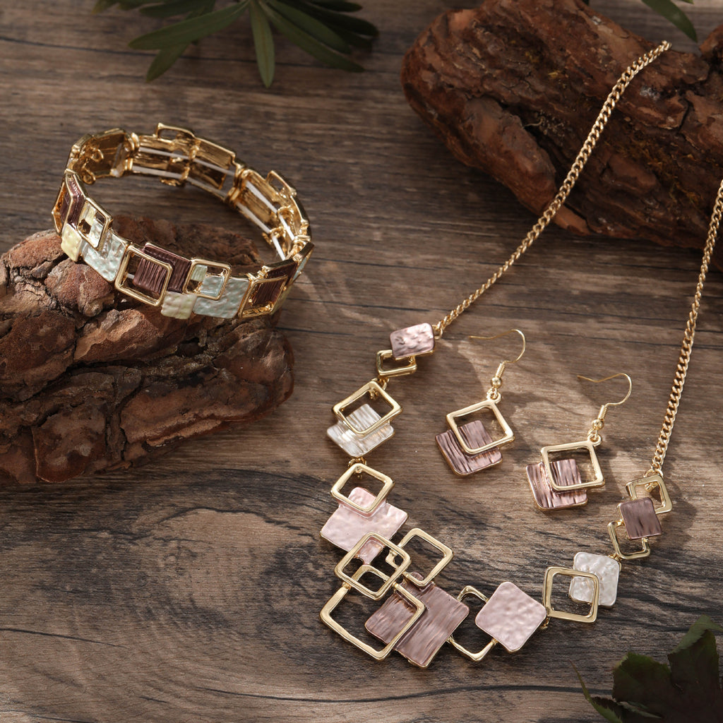 Geometric Enamel Jewelry Set | Colorful Statement