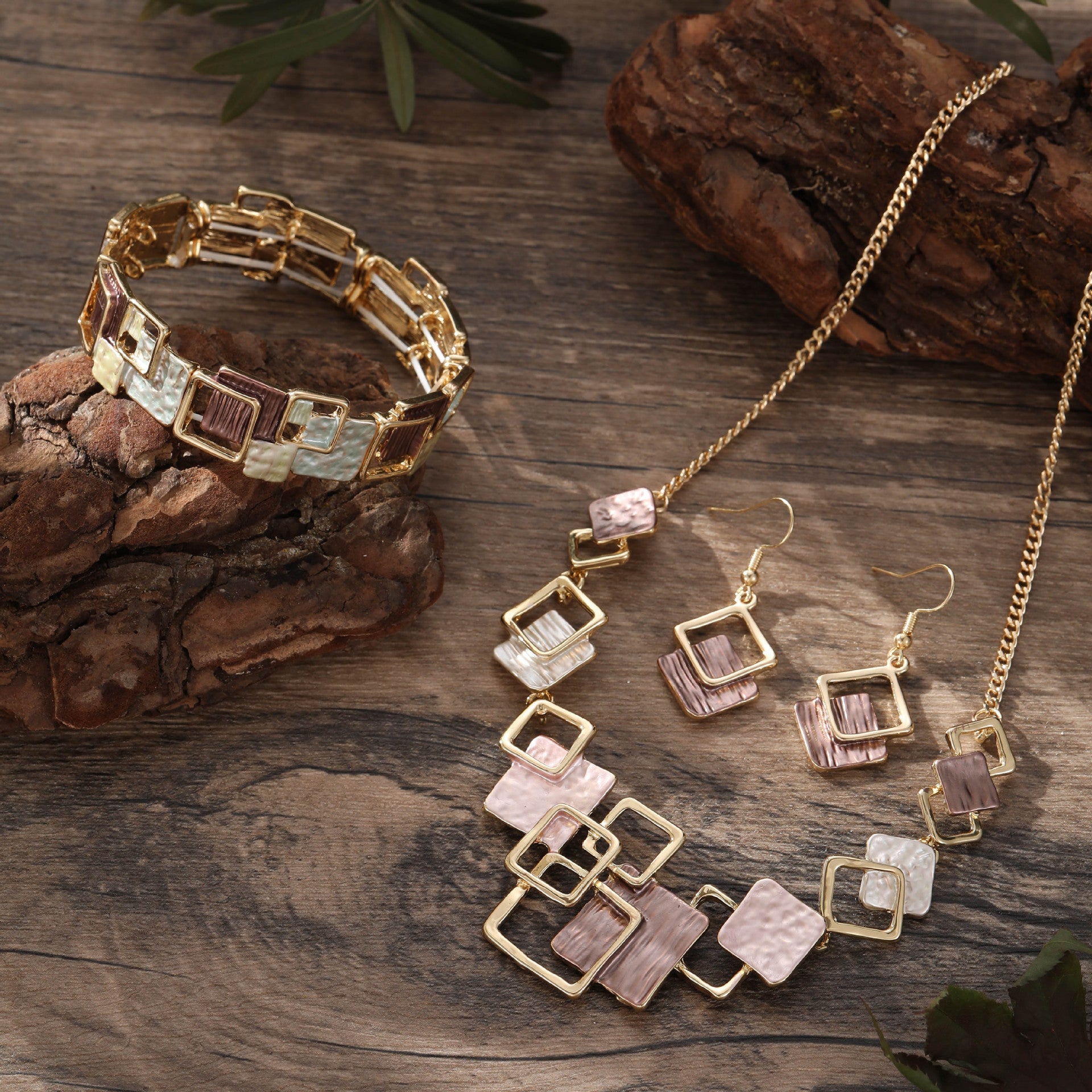 Geometric Enamel Jewelry Set | Colorful Statement