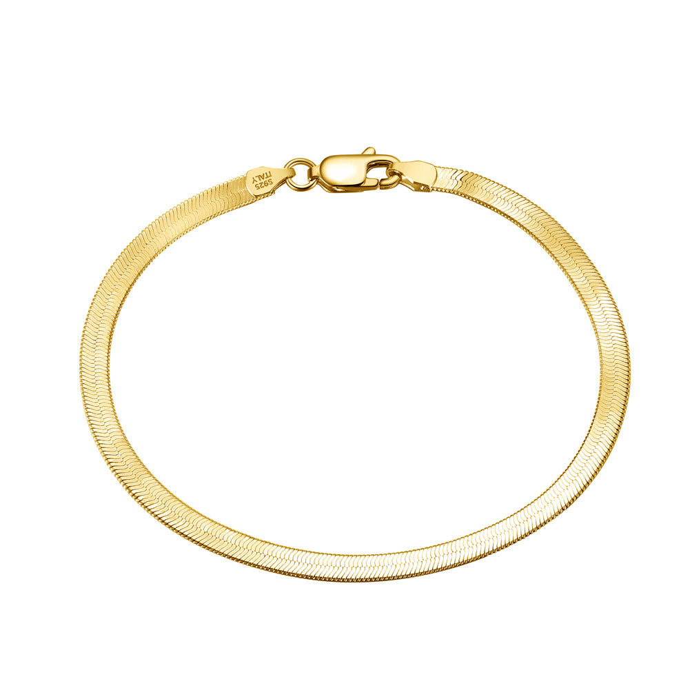 Flat Snake Chain Bracelet | S925 Sterling Silver | Luvia