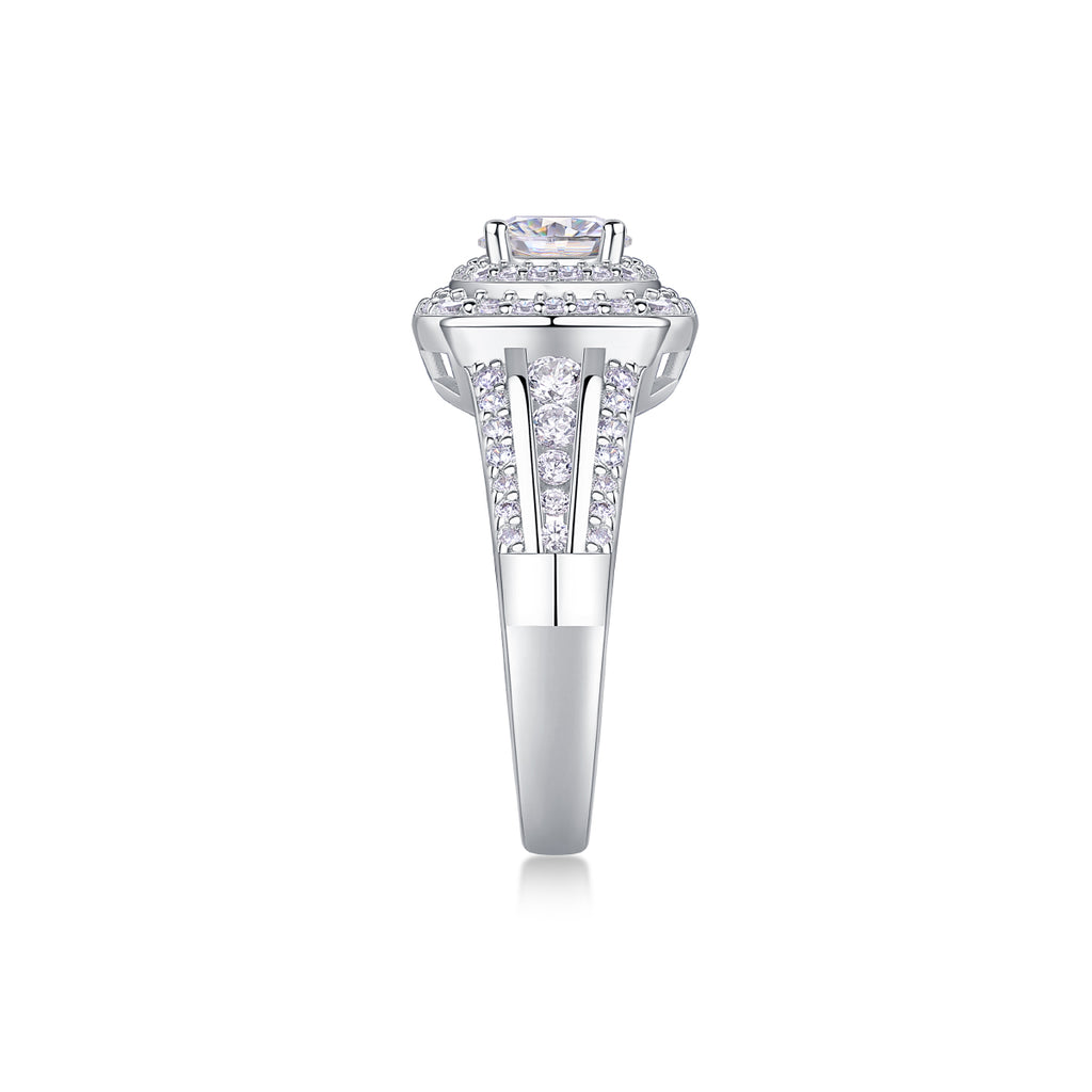 925 Sterling Silver Double Halo Engagement Ring for Women – Cushion Cut Luxury Statement Ring | Elegant Bridal Jewelry