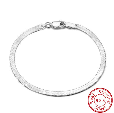 Flat Snake Chain Bracelet | S925 Sterling Silver | Luvia