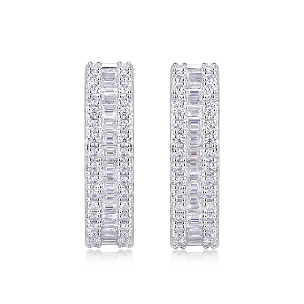 Diamond Hoop Earrings for Women | Luxury Silver Huggie Earrings