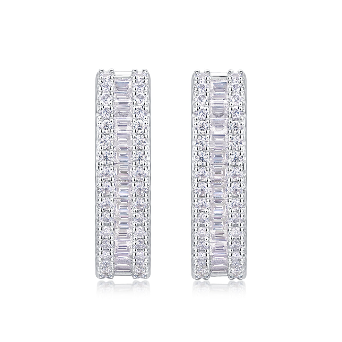 Diamond Hoop Earrings for Women | Luxury Silver Huggie Earrings