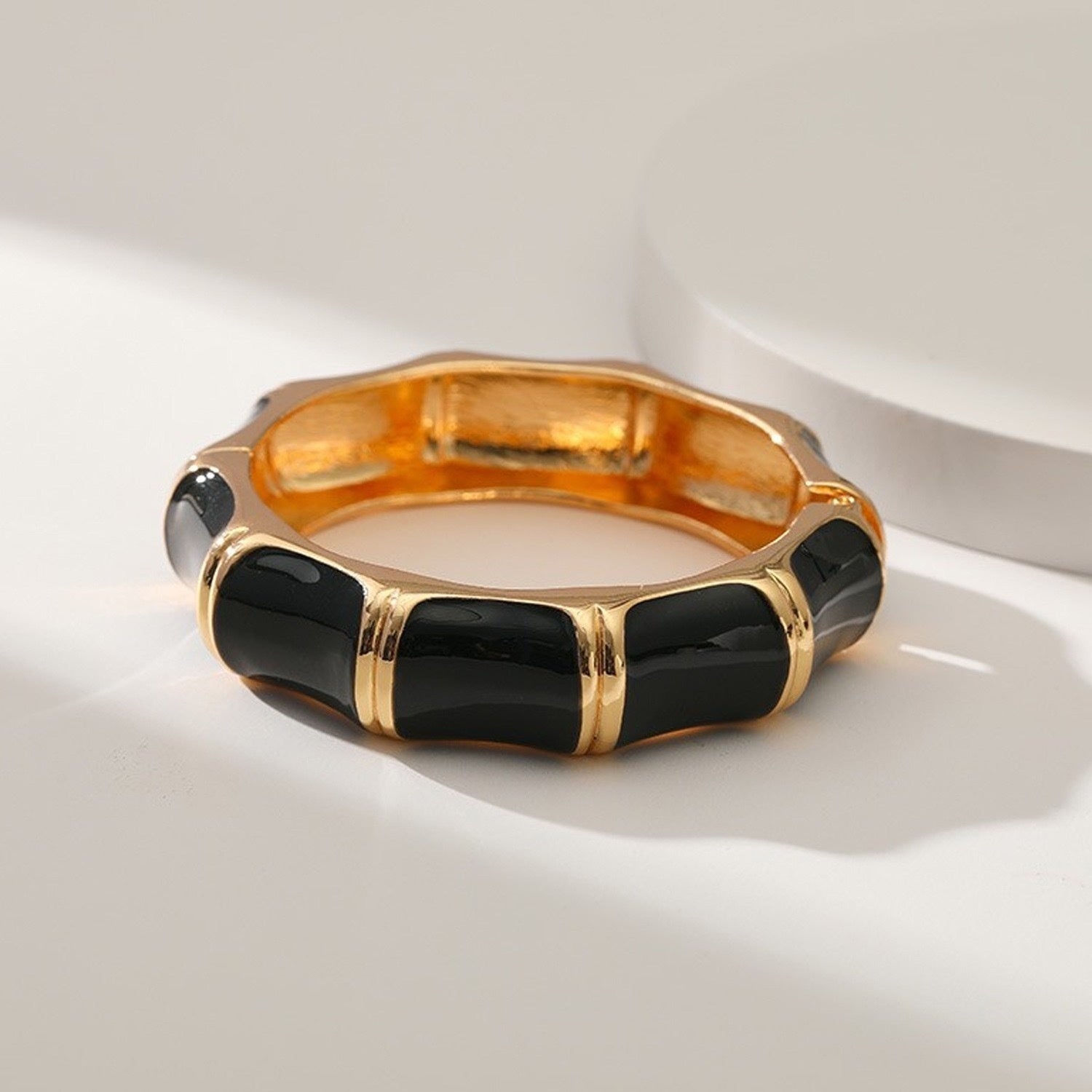 Bold Statement Bracelet for Women – Boho Chunky Bangle | Gold, Black & Brown