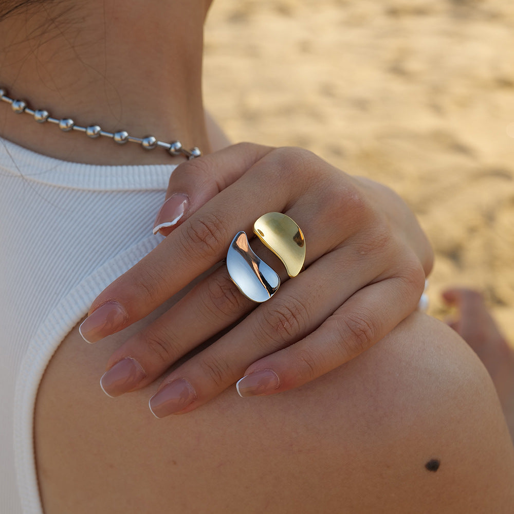 18K Gold Stainless Steel Ring | Smooth Statement Design