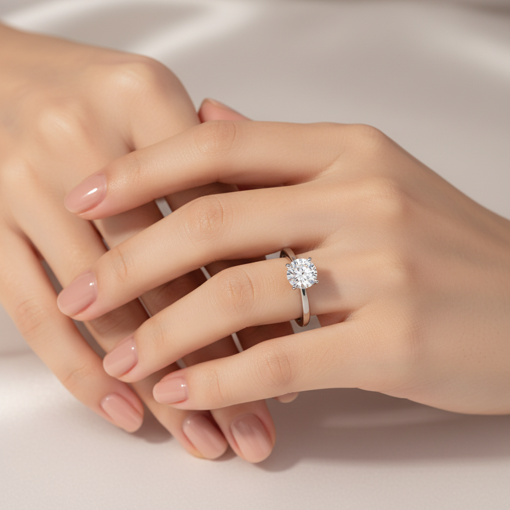 925 Sterling Silver Solitaire Ring for Women – Classic Round Cut Engagement Ring | Minimal Elegant Jewelry