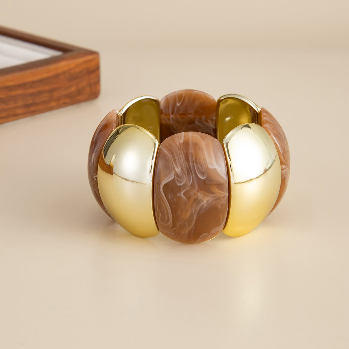 Luxury Statement Bracelet Stack – Gold Chunky & Natural Stone Beaded Set for Women