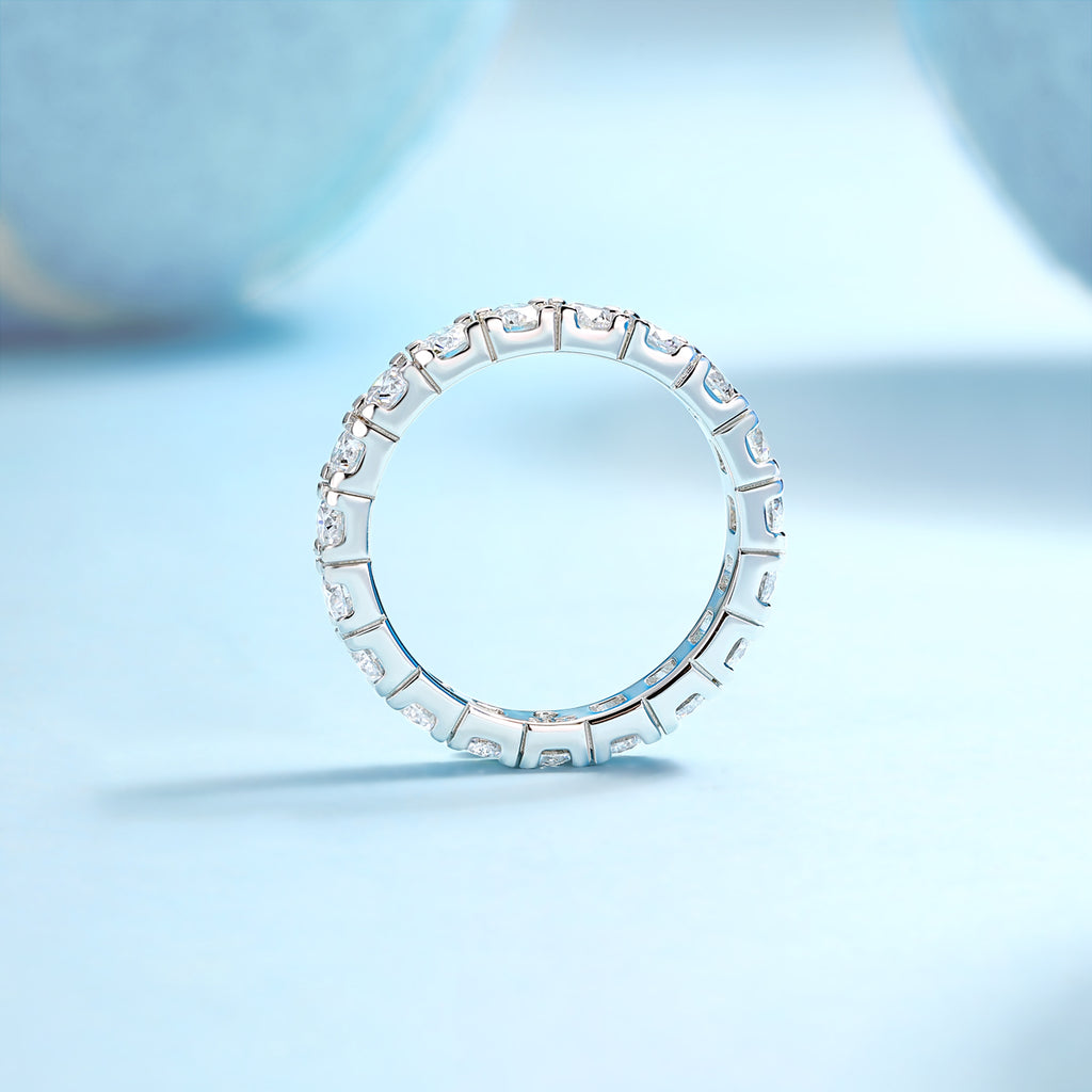 925 Sterling Silver Eternity Ring for Women – Full Round Cut Band Ring | Luxury Stackable Wedding Jewelry