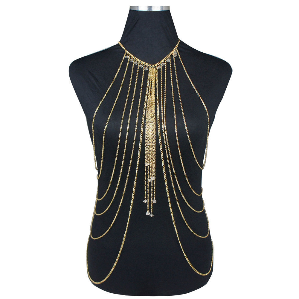 Crystal Multi-Layer Tassel Body Chain | Luxe Drama