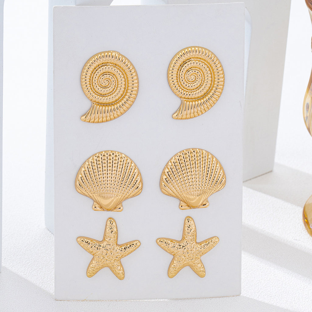 Gold Seashell Earring Set | Ocean-Inspired Jewelry for Women