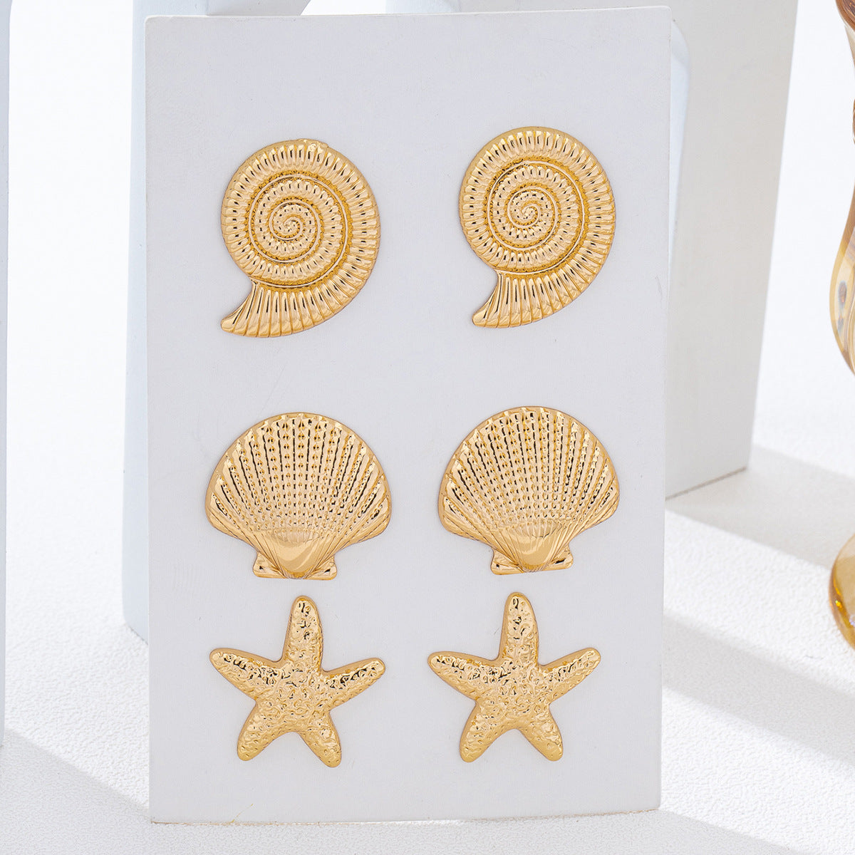 Gold Seashell Earring Set | Ocean-Inspired Jewelry for Women