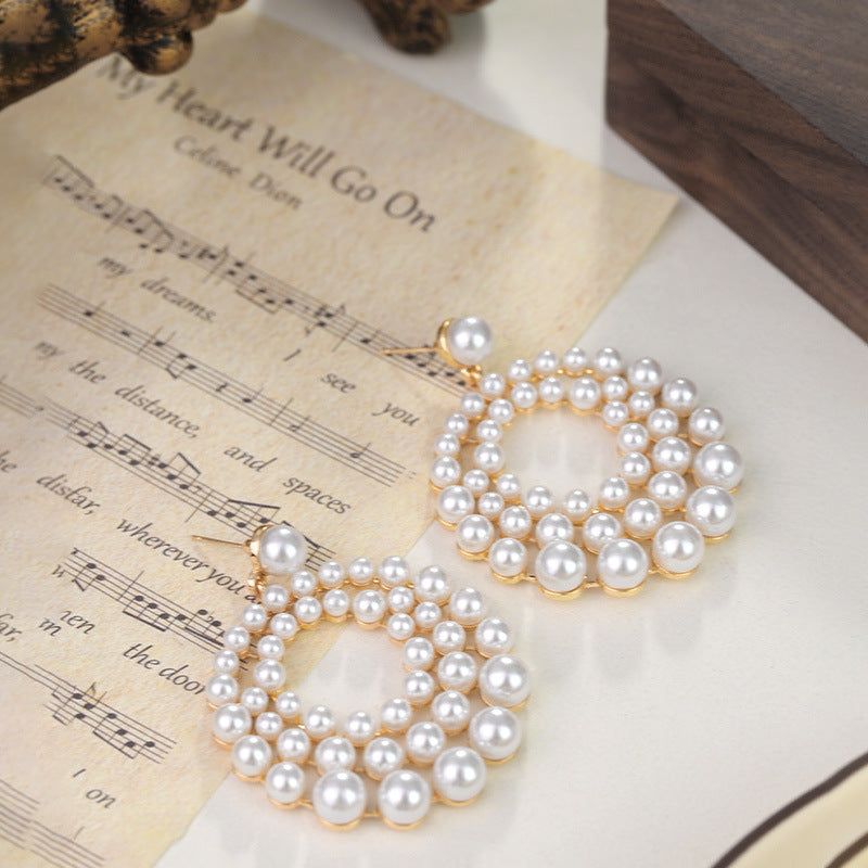 Geometric Pearl Hollow Earrings