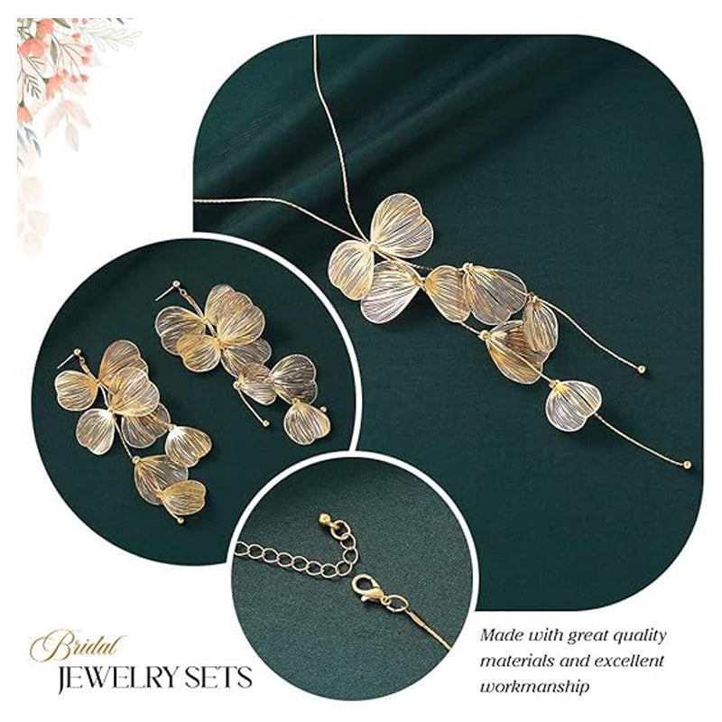 Gold-Tone Leaf Choker Necklace | Boho Tassel Statement | Luvia