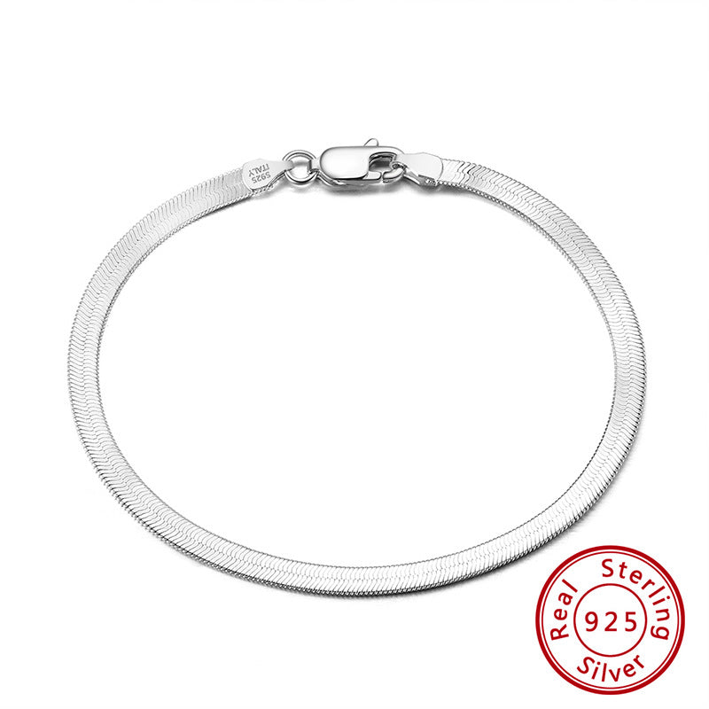 Flat Snake Chain Bracelet | S925 Sterling Silver | Luvia