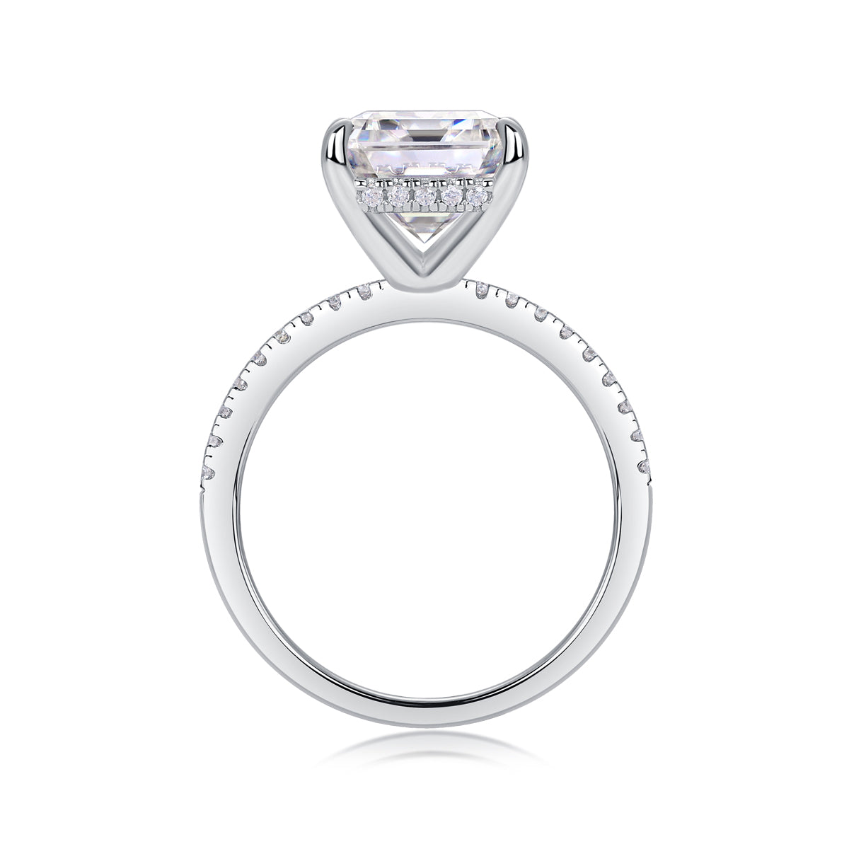 925 Sterling Silver Emerald Cut Engagement Ring for Women – Large Statement Diamond Look Ring | Luxury Bridal Jewelry