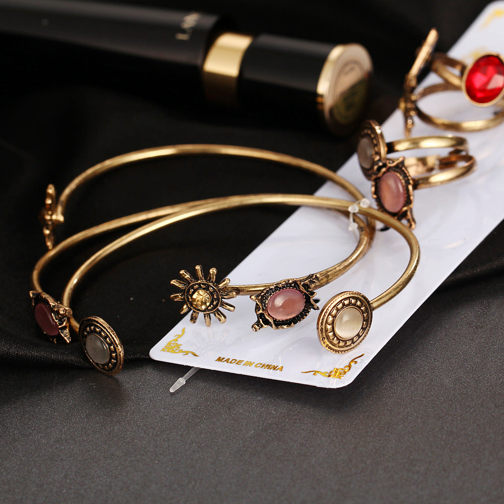 Boho Gold Bracelet & Ring Set for Effortless Chic Summer Style