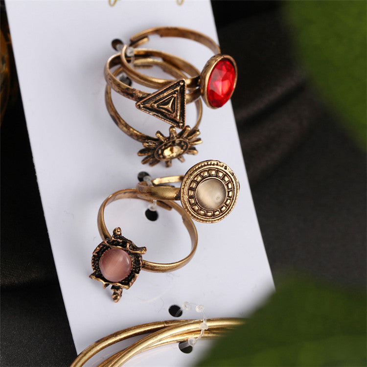 Boho Gold Bracelet & Ring Set for Effortless Chic Summer Style