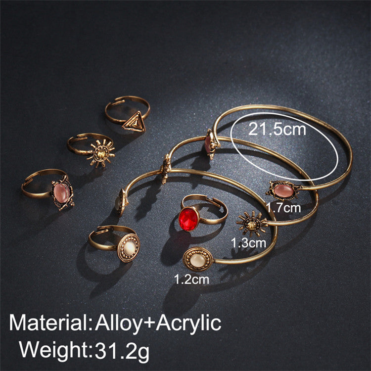 Boho Gold Bracelet & Ring Set for Effortless Chic Summer Style