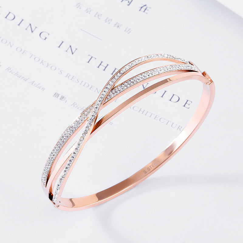 Geometric Zirconia Bracelet | Titanium Steel Light Luxury | Luvia