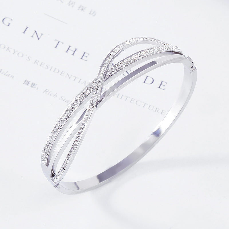 Geometric Zirconia Bracelet | Titanium Steel Light Luxury | Luvia