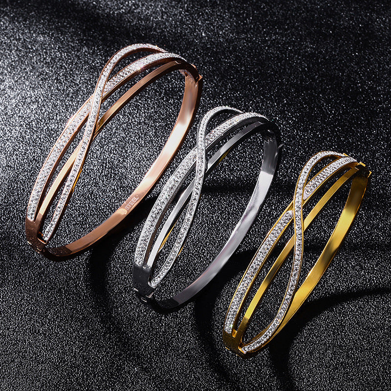 Geometric Zirconia Bracelet | Titanium Steel Light Luxury | Luvia