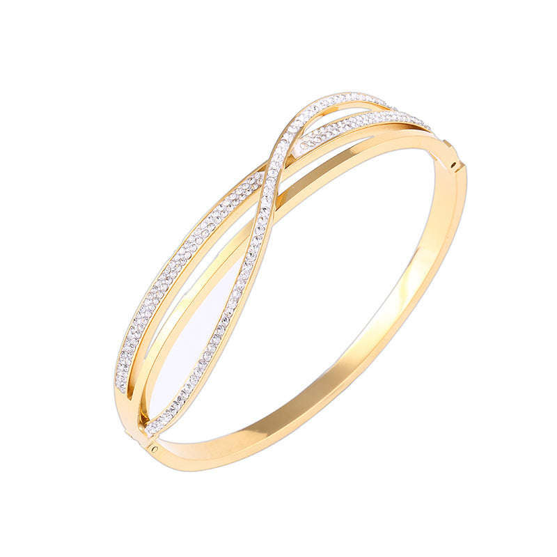 Geometric Zirconia Bracelet | Titanium Steel Light Luxury | Luvia