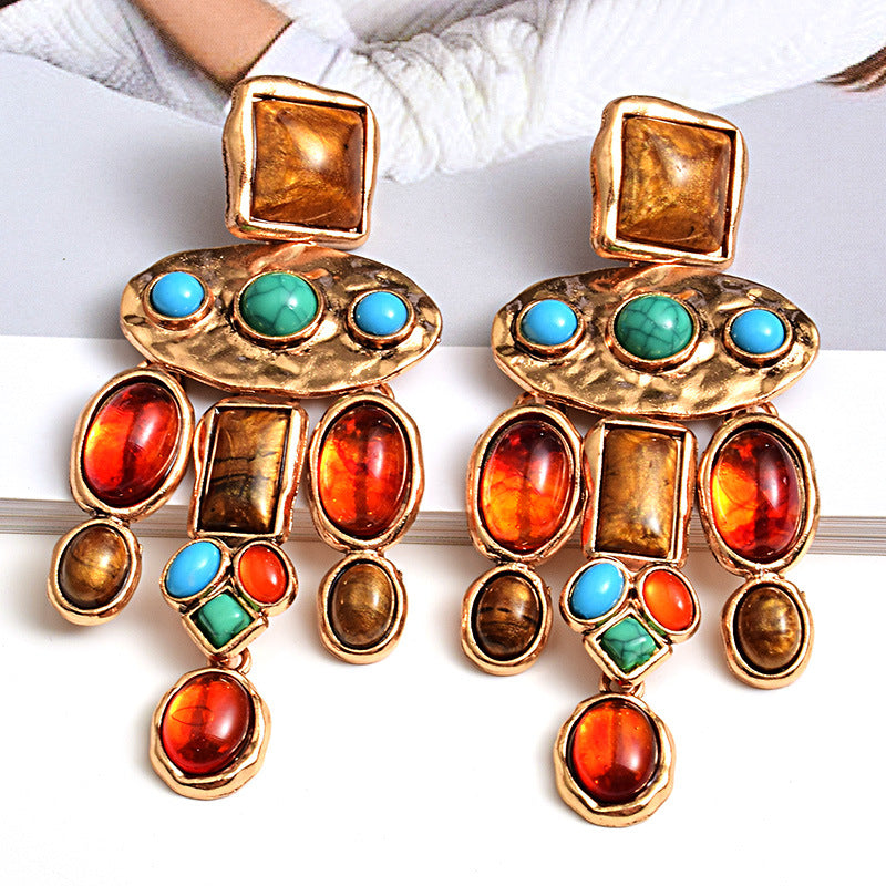 Boho Statement Earrings for Women | Vintage Gold Drop Earrings