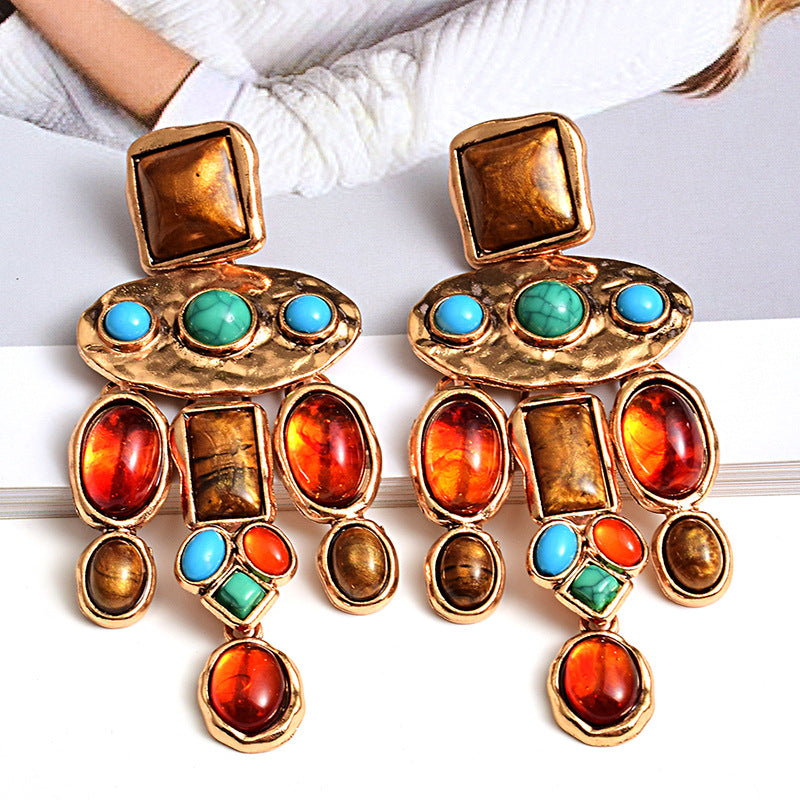 Boho Statement Earrings for Women | Vintage Gold Drop Earrings