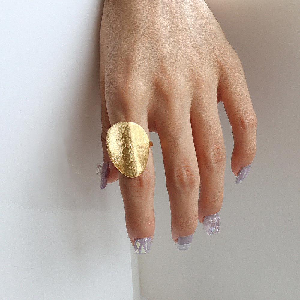 Oversized Brushed Sculptural Ring for Women | Gold & Silver Geometric Statement Ring