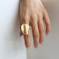 Oversized Brushed Sculptural Ring for Women | Gold & Silver Geometric Statement Ring
