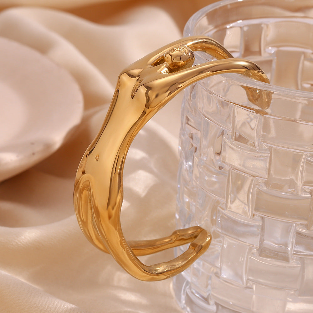 Sculptural Cuff Bracelet | Gold-Tone Statement | Luvia