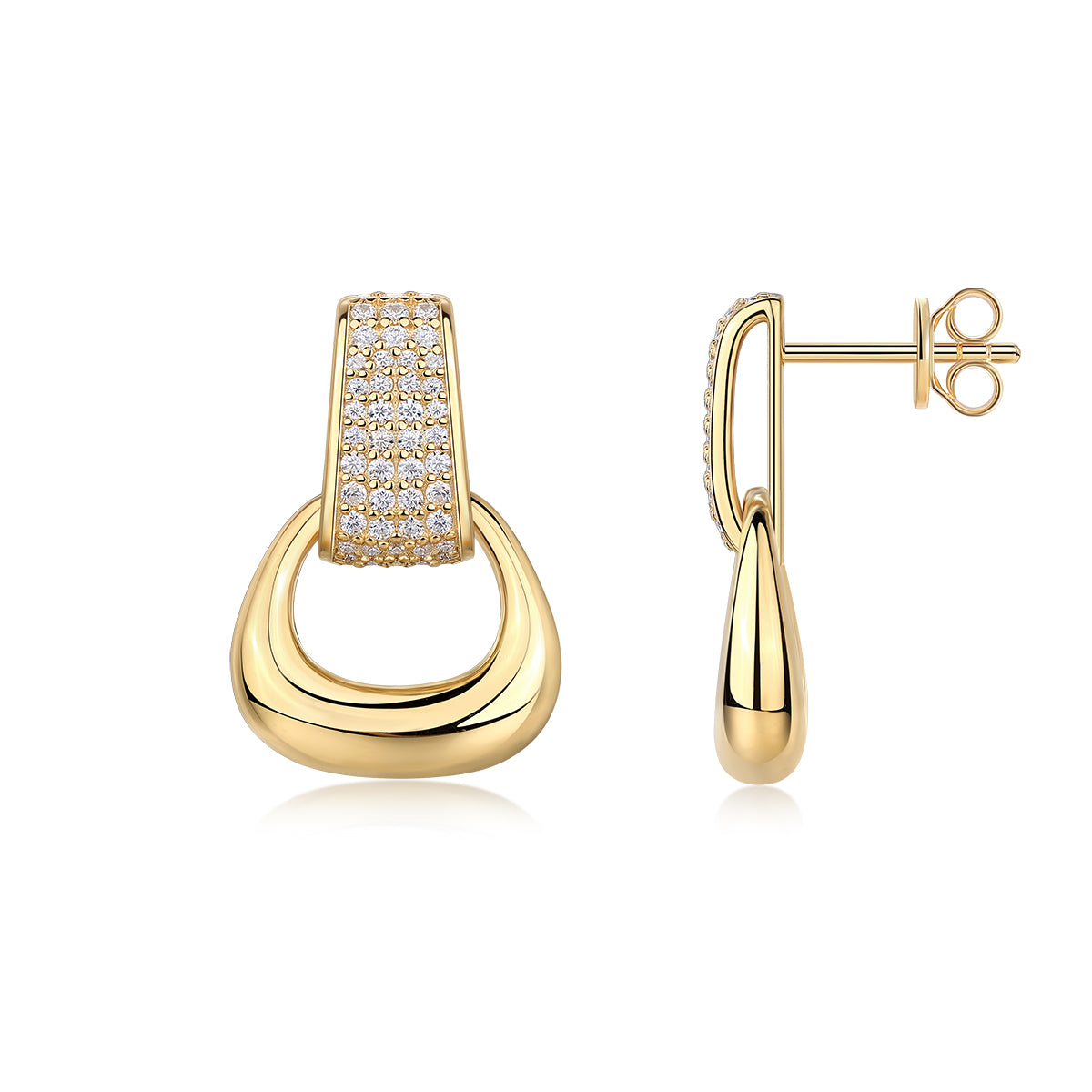 Moissanite Doorknocker Earrings – 18K Gold Plated S925 Silver | GRA Certified