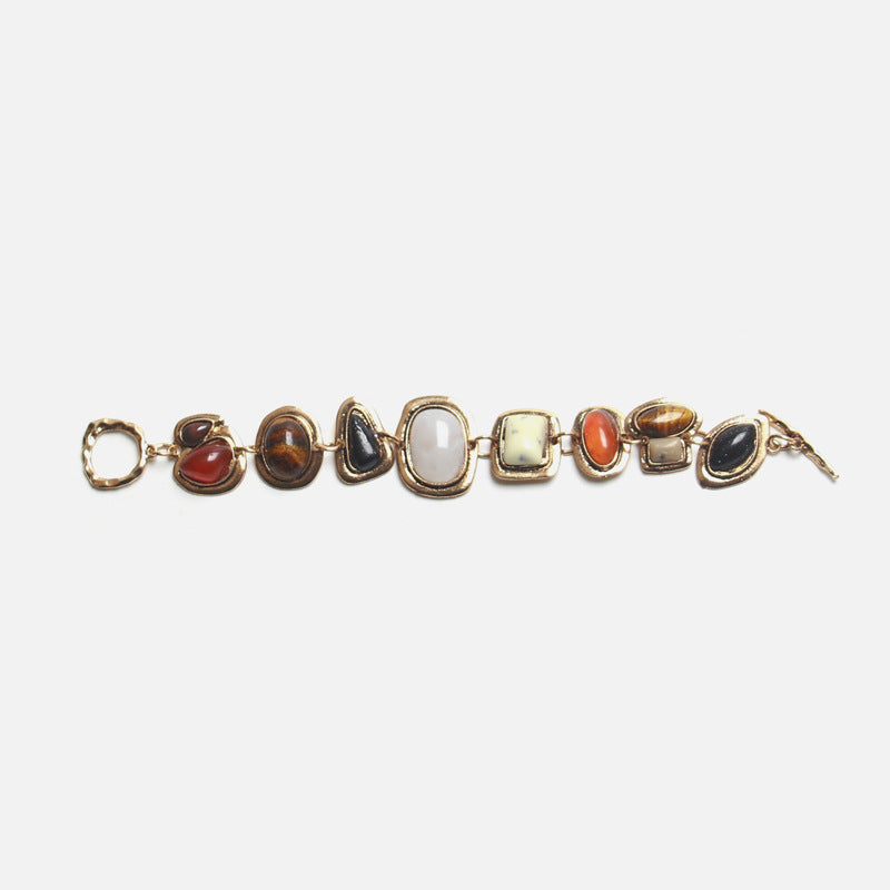 Multi-Stone Gold Bracelet Bohemian Style