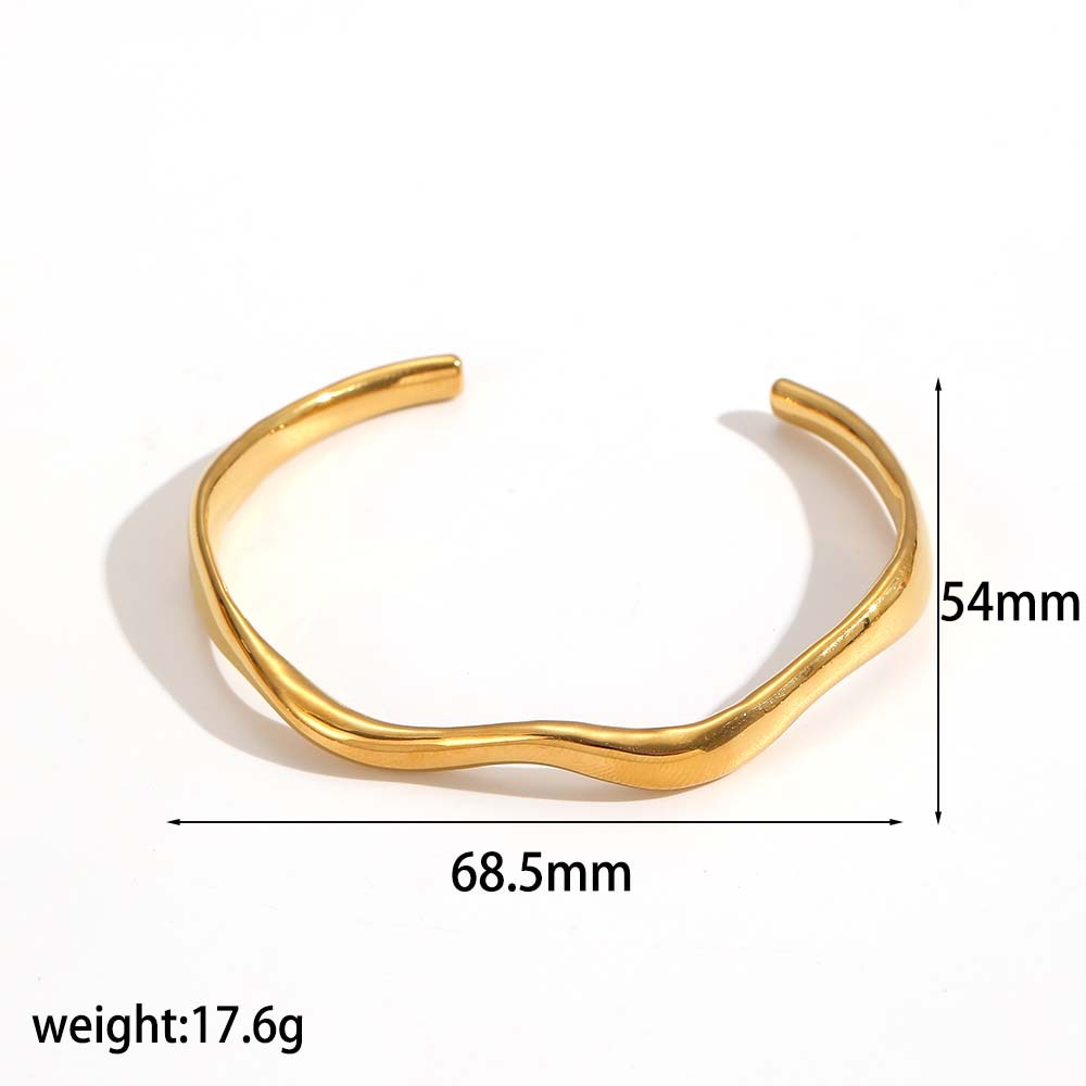 Minimalist Wave Cuff Bracelet – Gold & Silver Open Bangle Set for Women