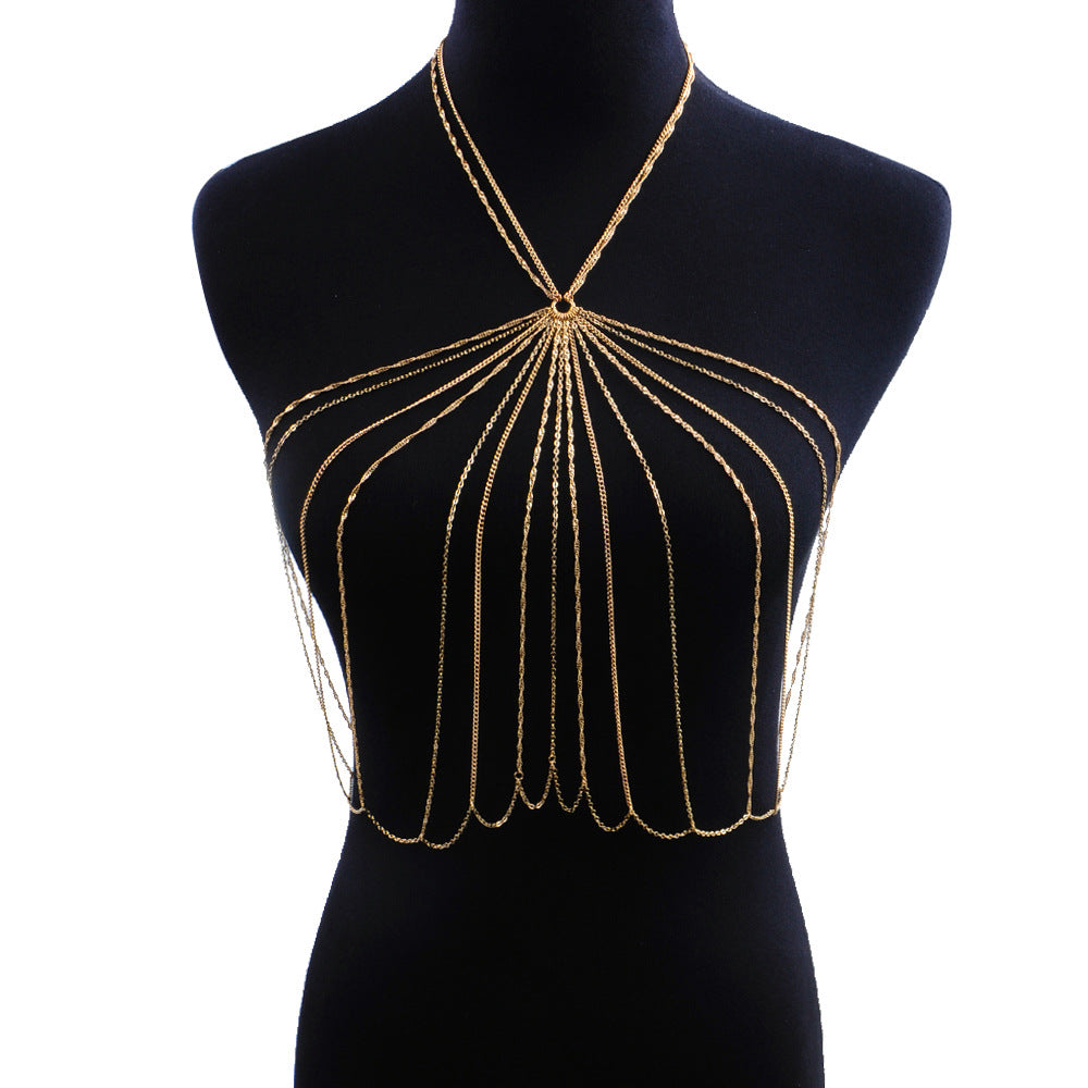 Gold Body Chain Necklace for Women – Multi-Layer Draped Design | Statement Luxury Jewelry