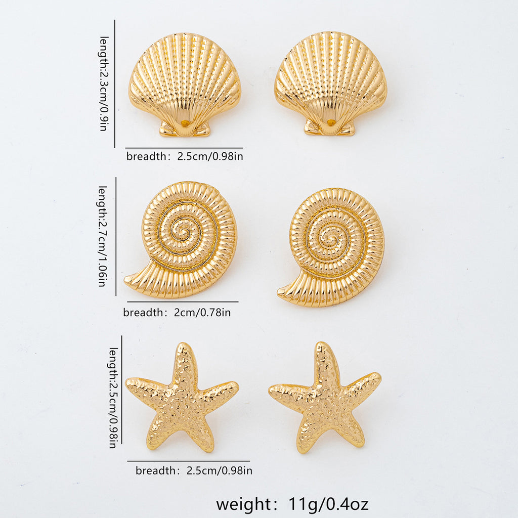 Gold Seashell Earring Set | Ocean-Inspired Jewelry for Women