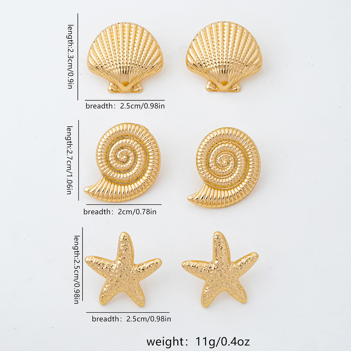Gold Seashell Earring Set | Ocean-Inspired Jewelry for Women