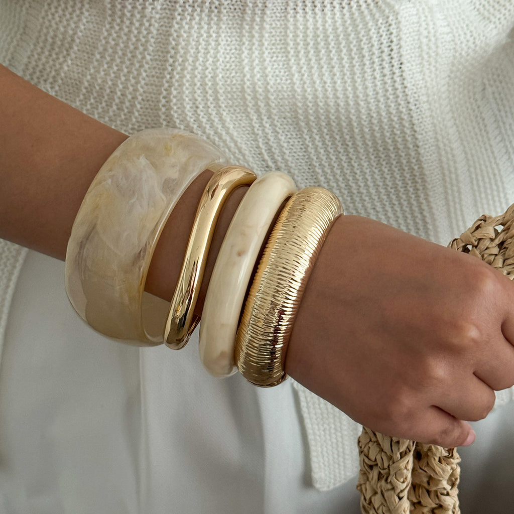 Elegant Gold & Marble Bangle Set – Timeless Chic Style