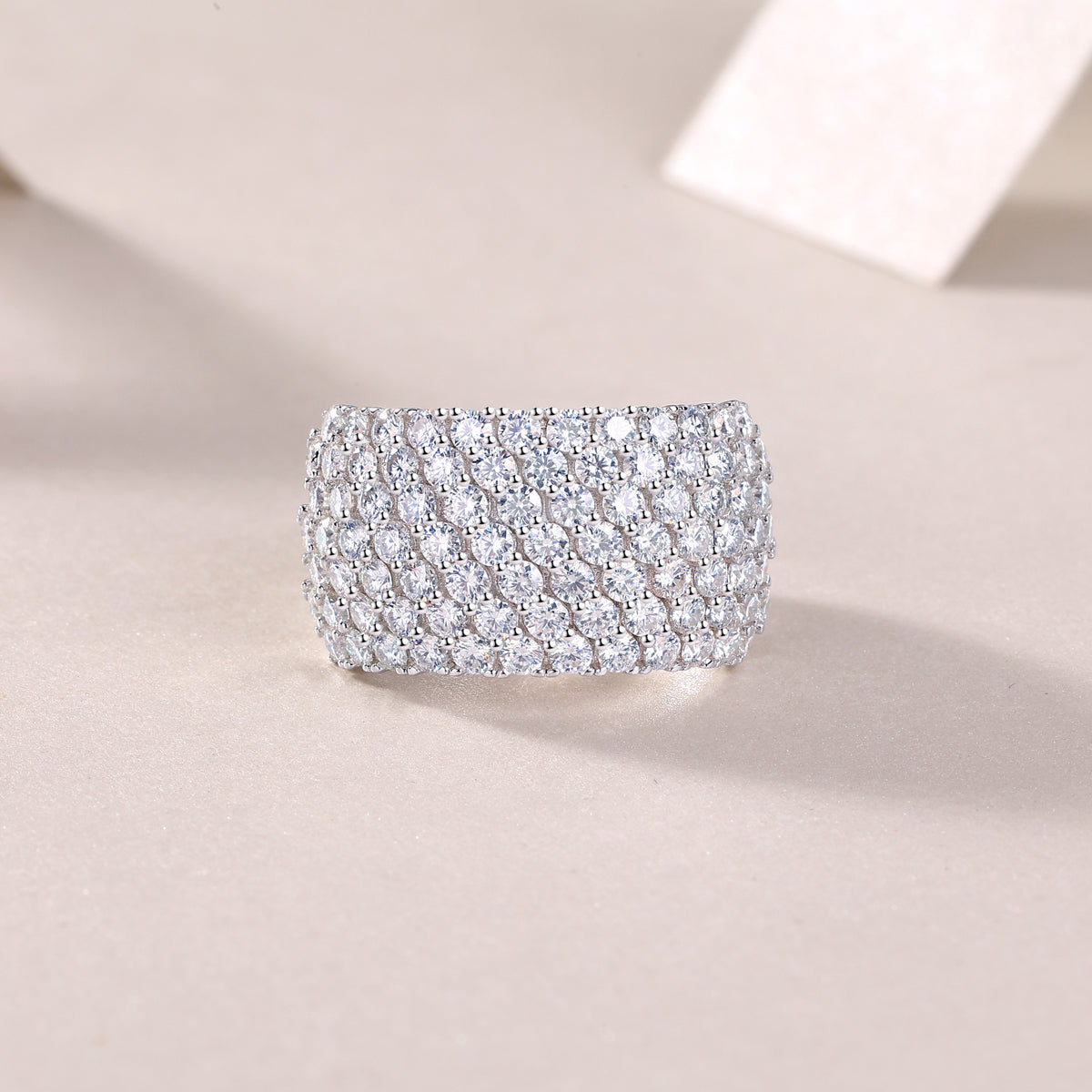 25 Sterling Silver Pavé Dome Ring for Women – Wide Band Sparkle Design | Luxury Statement Ring