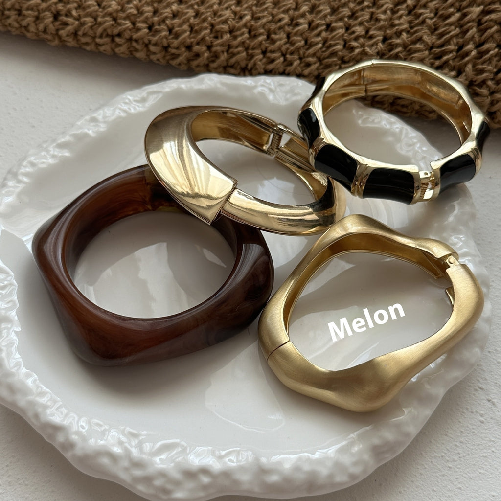 Bold Statement Bracelet for Women – Boho Chunky Bangle | Gold, Black & Brown