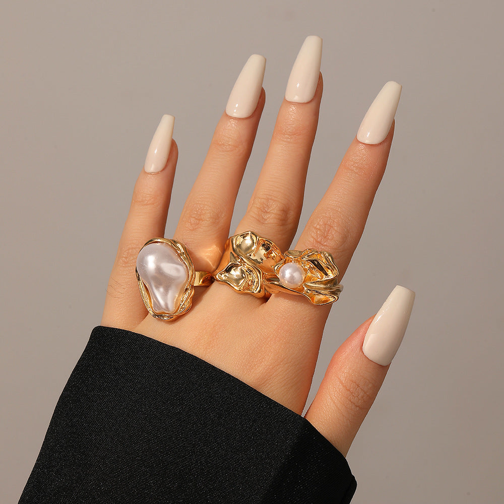 Pearl Open Ring | Statement Design Ring Set