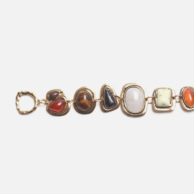 Multi-Stone Gold Bracelet Bohemian Style